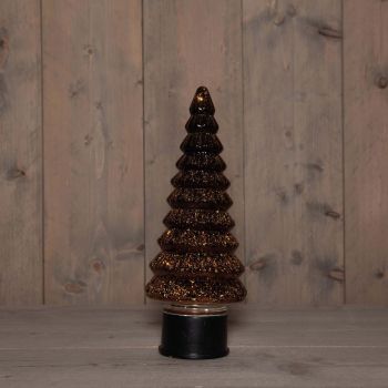 Anna's Collection LED glazen kerstboompje 20 lampjes metallic brons 13 x 35cm