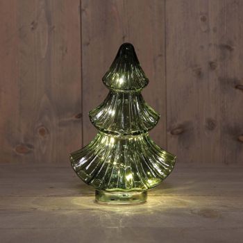 Anna's Collection LED glazen kerstboompje 20 lampjes groen Ø 9,5 x 24cm