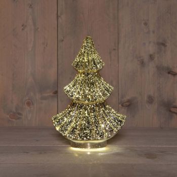Anna's Collection LED glazen kerstboompje 20 lampjes metallic goud 15,5 x 9,5 x 24cm