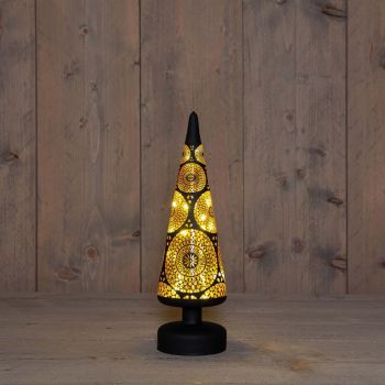 Alberello di Natale in vetro LED di Anna's Collection Marrakech con 10 lucine oro Ø 9 x 30cm