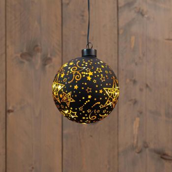 Anna's Collection pallina di Natale in vetro LED stelle 10 luci oro Ø 12cm