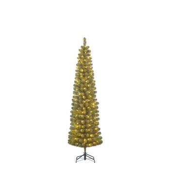 Black Box Trees Charlton - Árbol de navidad slim artificial con iluminación verde 1,85m x 53cm
