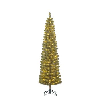 Black Box Trees Charlton - Árbol de navidad slim artificial con iluminación verde 2,15m x 56cm