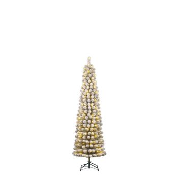 Black Box Trees Charlton - Árbol de navidad slim artificial con nieve e iluminación verde 1,55m x 48cm