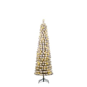 Black Box Trees Charlton - Árbol de navidad slim artificial con nieve e iluminación verde 1,85m x 53cm