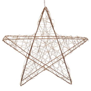 LED Star metal gold on batteries 25 lights warm white 30 cm