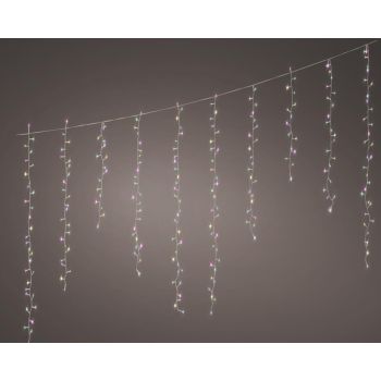 Lumineo illuminazione natalizia LED Compact Icicle Twinkle 256 luci 3,75m, multicolore soft