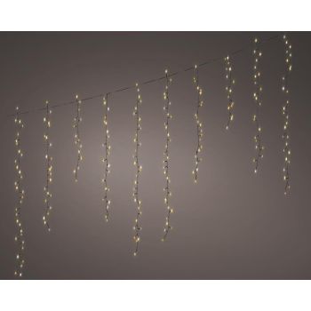 Lumineo illuminazione natalizia LED Compact Icicle Twinkle 256 lampadine 3,75m, bianco caldo