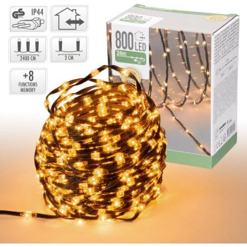 Iluminación de Navidad LED de Merkloos con 800 luces 24m, blanco cálido extra