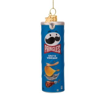 Vondels bola de navidad - tubo de Pringles 12cm de vidrio, color azul 1 pieza
