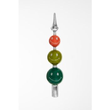 Yup in de boom punta para Árbol de navidad - Smiley 28cm de vidrio, color plata 1 pieza