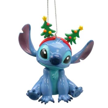 Kurt S. Adler plastic christmas bauble - Disney Stitch christmas diadem 9cm blue 1 piece