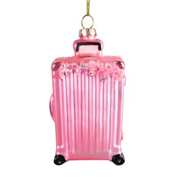 Kurt S. Adler glazen kerst ornament - koffer 10cm roze 1 stuks