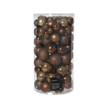 Decoris bolas de navidad surtidas de plástico, color marrón 100 piezas