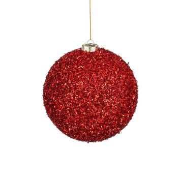 Mica Decorations kunststoff weihnachtskugel - Lametta 15cm rot 1 Stück