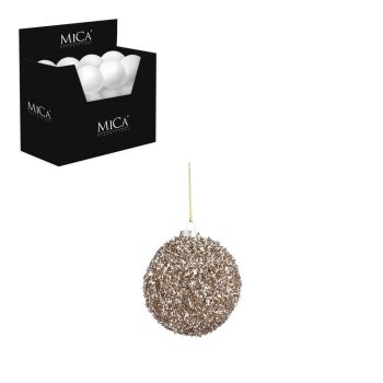 Mica Decorations bola de navidad - Espumillón 8cm de plástico, color beige 1 pieza