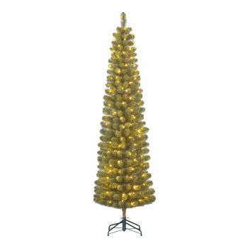 Black Box Trees Charlton - Árbol de navidad slim artificial con iluminación verde 2,6m x 63cm