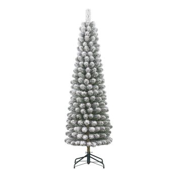 Black Box Trees Charlton - Árbol de navidad slim artificial con nieve verde 2,6m x 63cm