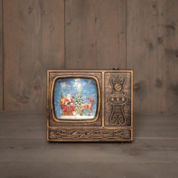 Anna's Collection LED glitter water TV Santa Claus 18 x 16cm, warm white
