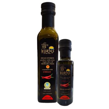 Kurtes fles delicatessen olijfolie chili 100 ml
