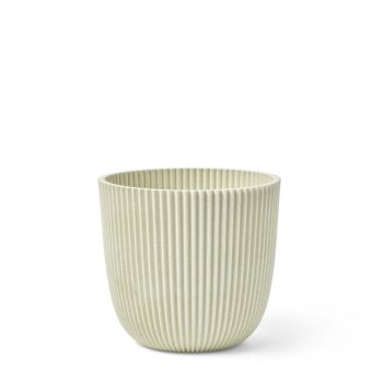 Capi maceta redonda 'made with' bol groove Ø28x27cm beige