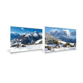 My Village Achtergrond dubbelzijdig-wintersport/bergdorp 59x39 cm