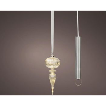 Lumineo Micro LED ornament – Ø 10,5 x H.27 cm, 10 LED warm wit