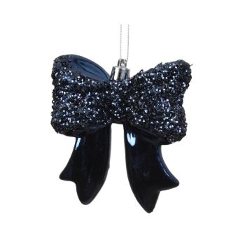 Decoris kunststoff weihnachtskugel - Fliege 9.8cm blau 1 Stück