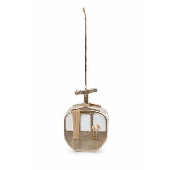 Huismerk kunststoff weihnachtskugel - Skilift 10.5cm beige 1 Stück