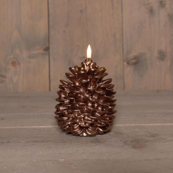 Anna's Collection pinecone-led-candle 12.5x10.5cm bronze