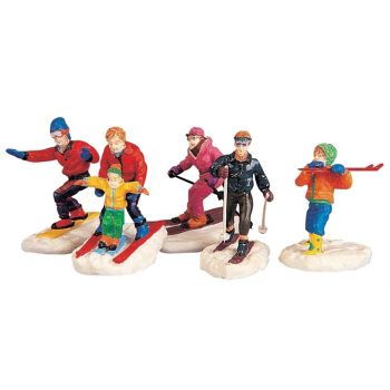 Lemax winter fun figurines s/5 Vail Village 1999