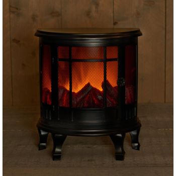 Chimenea iluminada por batería negro con temporizador 30x16x35 cm