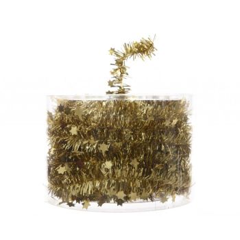 Decoris ghirlanda lametta xs stelle 3.5x700cm in plastica, colore oro