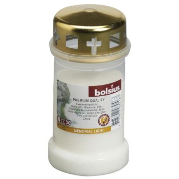 Bolsius lume commemorativo n.3 con coperchio bianco